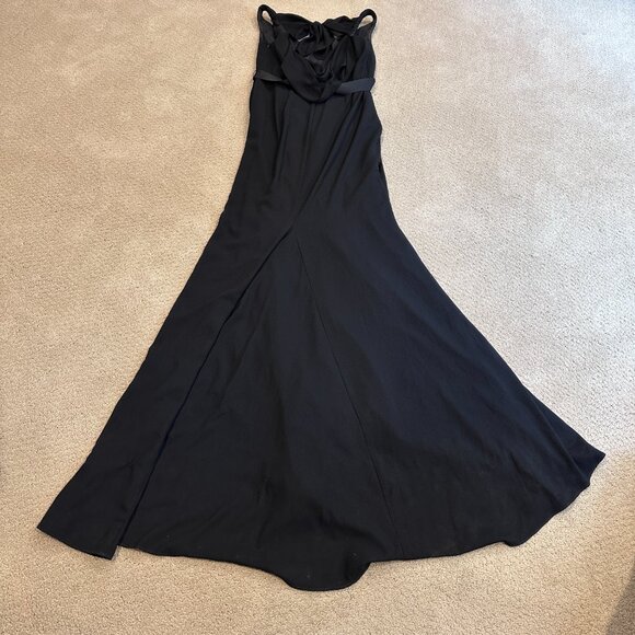 White by Vera Wang Gown Cowl Back Sash Black Tie Bridesmaid Formal Sz 8 VW360069 - Picture 11 of 12